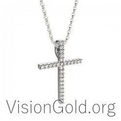 Крест женский малый с бриллиантами 0083